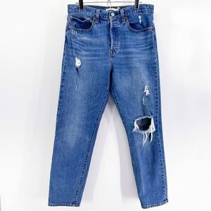 Levi’s Premium Wedgie Icon High Rise Tapered Leg Distressed Button Fly size 30